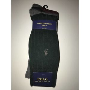 Polo RALPH LAUREN Socks 3 Pairs Green Gray Maroon